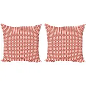 Abakuhaus Retro kussenhoes – 2x50x50 cm – dubbelzijdig bedrukt – Rood/Crème