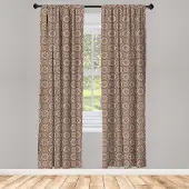 Abakuhaus Flora – Raamgordijnen – 2-panelen – 75x225 cm – Warm taupe-perzik