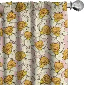 Abakuhaus Gordijnen – Flourish Natuur – 2x75x175 cm – Crème Geel Roze