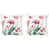 Abakuhaus Bloemen Kussenhoezen Set – 2x50x50 cm – Dubbelzijdig bedrukt – Veelkleurig