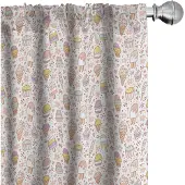 Abakuhaus EIS – 2x75x225 cm Gordijnen – Microvezel – Halfdonkerend – Roze Perzik-Mosterd