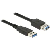 DeLOCK USB naar USB verlengkabel - USB3.0 - tot 2A / zwart - 1 meter