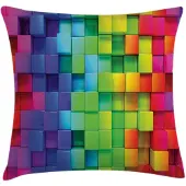 Abakuhaus Geometrische kussenhoes – 60x60 cm – regenboogkleuren, wasbaar, dubbelzijdig bedrukt