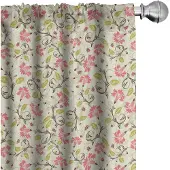 Abakuhaus gordijnen – 2x75×245 cm – microvezel – halverduisterend – lichtgroen en roze