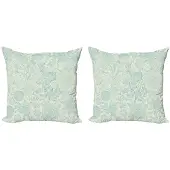 Abakuhaus Kussenhoes Set 40x40 cm – Dubbelzijdig bedrukt – Lichtgroen/Blauw