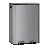 Happiq Dubbele Prullenbak 2x40L - RVS Pedaalemmer - Mat Grijs