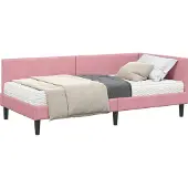 vidaXL Hoekbedframe met Matras 2 st Roze 100 x 200 cm Fluweel