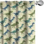 Abakuhaus – 2x75x225 Microvezel Gordijn – Dinosaurus patroon – Geel