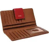 Fossil Portemonnee Logan RFID Tab Clutch Garnet Rood