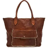 Campomaggi Leren Shopper Schoudertas Shopping Bag Cognac Bruine