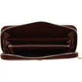 Coccinelle Leren Portemonnee Myrine Zip Around Wallet Brule Terracotta