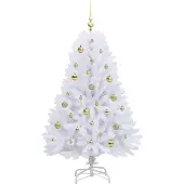 vidaXL Kunstmatige Hinged Kerstboom Wit 150 cm PVC en Staal