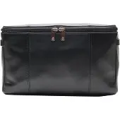 Esquire Leren Utensil zak Spa Cosmetic Bag Black Zwart