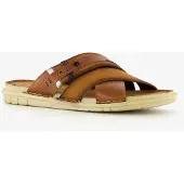 Van Beers leren heren slippers bruin maat 43