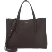 Coccinelle Leren Handtas Schoudertas Swap Handbag Grained Leather Coffee Bruine