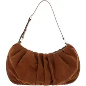 Mandarina Duck Leren Schoudertas Velvet Plisse Hobo Caramel Cafe Lichtbruin
