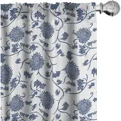 Abakuhaus Blauw-wit – 2x paneelgordijnen – microvezel – halfdonkerend – 150x175 cm