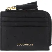Coccinelle Leren Kaarthoes Tassel Ostrich Credit Card Holder Noir Zwart