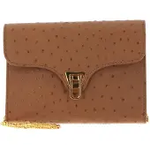 Coccinelle Leren Schoudertas Avondtas Beat Ostrich Handbag Nocciola Lichtbruin
