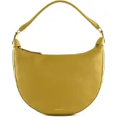Coccinelle Leren Schoudertas Sunnie Handbag Grained Leather Citronella Mosterdgeel