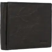 Fossil Leren Kaarthoes Ingram Bifold With Flip ID Black Zwart