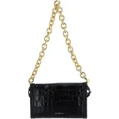 Coccinelle Leren Schoudertas Wyrna Croco Shiny Soft Crossbody Bag Noir Zwart