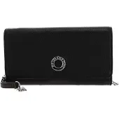 Mandarina Duck Leren Kaarthoes Schoudertas Mellow Lux Wallet Bag Black Pearl Zwart