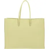 Coccinelle Leren Schoudertas Maxi Log Handbag Grained Leather Lime Wash Lichtgeel