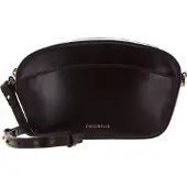 Coccinelle Leren Schoudertas Enchanteuse Mini Bag Craquele Leather Darkbrown Donkerbruin