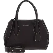 Coccinelle Leren Schoudertas Handtas Lord Handbag Grained Leather Fondant Brown Donkerbruin