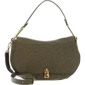 Coccinelle Leren Schoudertas Magie Ostrich Handbag Loden Olijfgroen