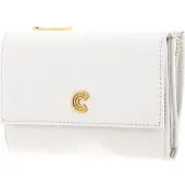 Coccinelle Leren Portemonnee Myrine Wallet Grained Leather Coconut Milk Crème
