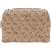 GUESS Toilettas Orlina Double Zip Cosmetic Bag Latte Logo Beige