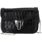 Coccinelle Leren Schoudertas Marvin Twist Croco Shiny Soft Handbag Noir Zwart