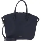 Coccinelle Leren Handtas Schoudertas Flare Hand Bag Grained Leather Midnight Blue Donkerblauw