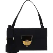 Coccinelle Leren Schoudertas Koppeling Coccinellenico Ostrich Handbag Noir Zwart