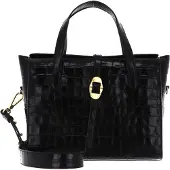 Coccinelle Leren Handtas Schoudertas Cosima Croco Handbag Noir / Noir Zwart