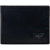 Replay Leren Portemonnee Wallet Black Zwart