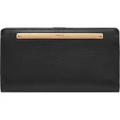 Fossil Leren Portemonnee Liza Slim Bifold Wallet Black Zwart