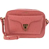 Coccinelle Leren Schoudertas Beat Ostrich Camera Bag Camelia Roze