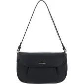 Coccinelle Leren Schoudertas Buff Mini Bag Grained Leather Noir Zwart
