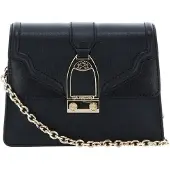 La Martina Leren Schoudertas Portena Shoulder Bag Black Zwart