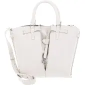 Coccinelle Leren Handtas Schoudertas Flores Handbag Grained Leather Blanco Crème