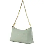 Coccinelle Leren schoudertas Aura Mini Bag Grained Leather Snow Lichtblauw