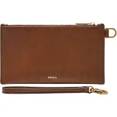 Fossil Polstas Utensil zak Gift Wristlet Brown Bruine