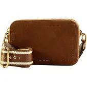 Ted Baker Leren schoudertas Shayann Webbing Suede Crossbody Camera Bag Brown Lichtbruin
