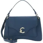 Coccinelle Leren schoudertas handtas C-Me Grained Leather Handbag Deep Blue blauw
