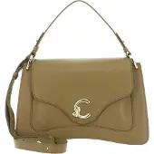 Coccinelle Leren schoudertas handtas C-Me Grained Leather Handbag Seagrass kaki