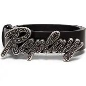 Replay Leren riem Belt W80 Black zwart