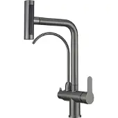 OEM Watervalmengkraan, flexibele uitloop, dubbele hendel, roestvrij staal, grijs